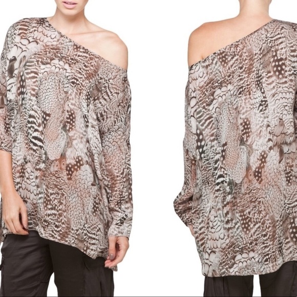Rag & bone • Botany Feather Print Silk Top XS - Picture 1 of 11